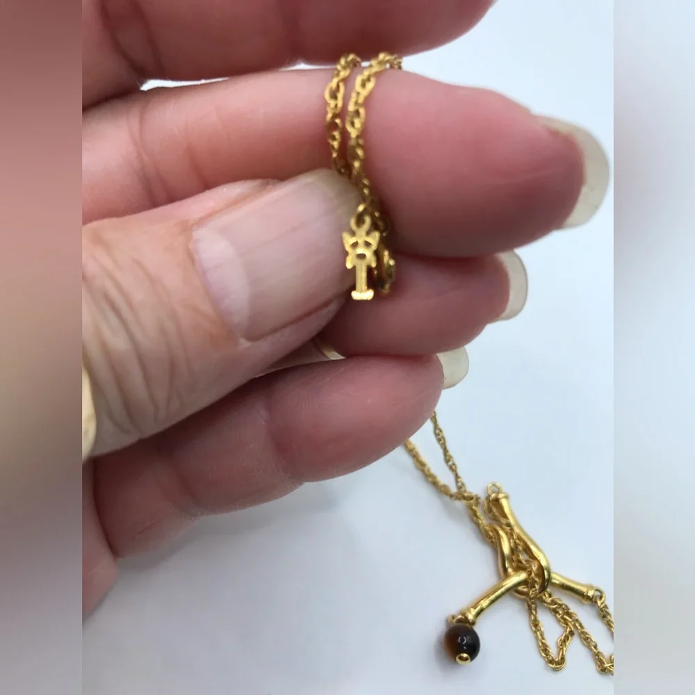 Trifari Gold-Tone & Tigers Eye Necklace and Earring Set - Picture 4 of 9